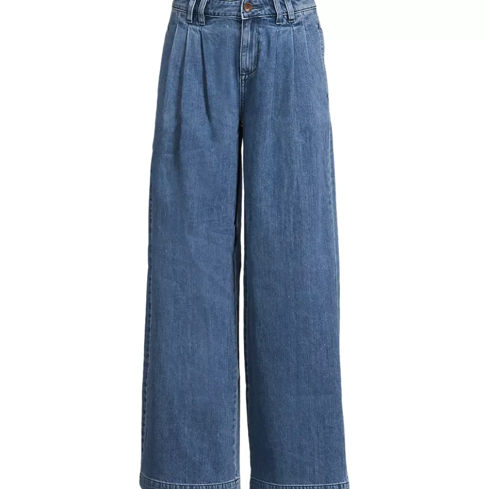 Women's Lightweight Denim Mid Rise Pleated Slouchy Jeans