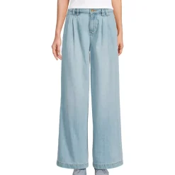 Women's Lightweight Denim Mid Rise Pleated Slouchy Jeans