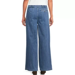 Women's Lightweight Denim Mid Rise Pleated Slouchy Jeans