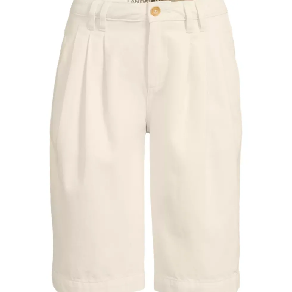 Women's Lightweight Denim Mid Rise Pleated 12" Slouchy Shorts