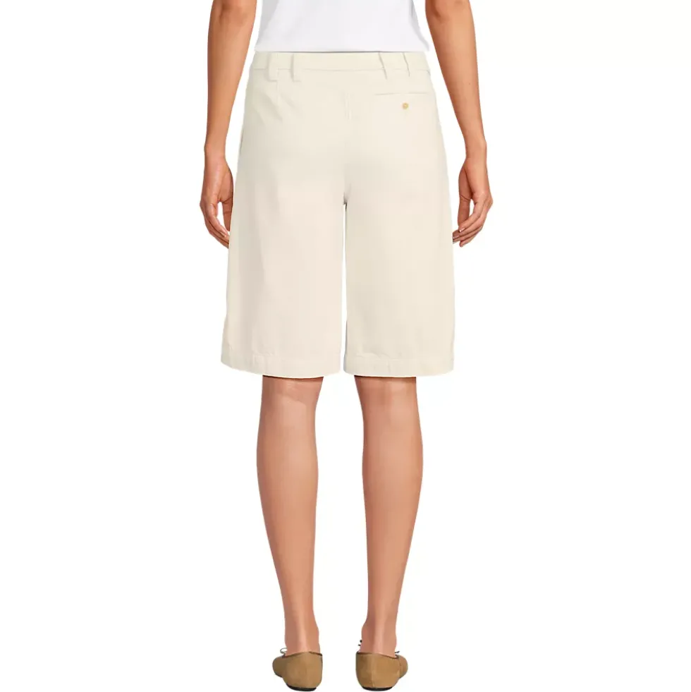 Women's Lightweight Denim Mid Rise Pleated 12" Slouchy Shorts