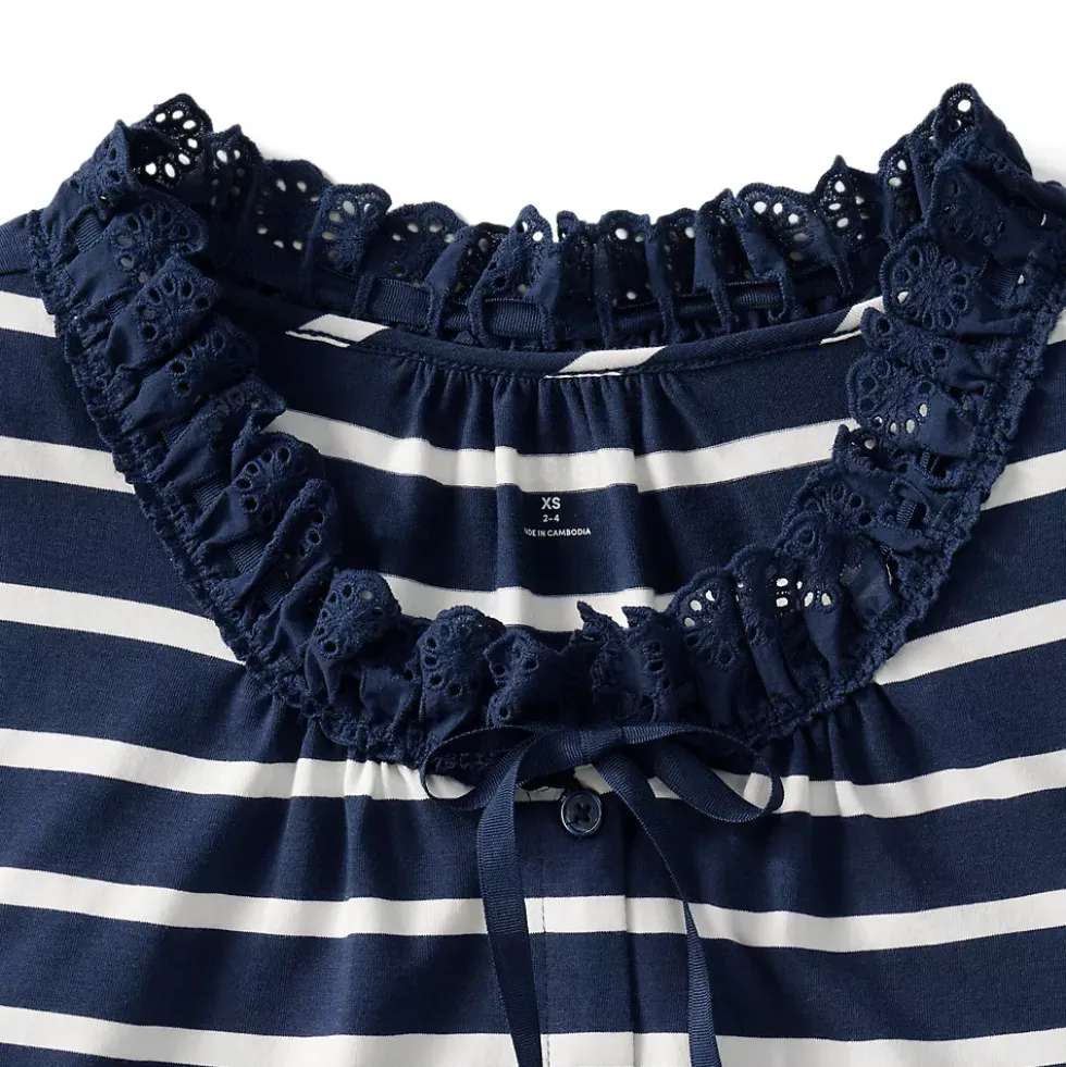 Women's Lightweight Jersey Button Front Lace Trim Tank