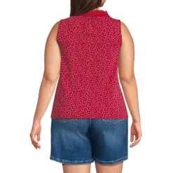 Women's Lightweight Jersey Button Front Lace Trim Tank
