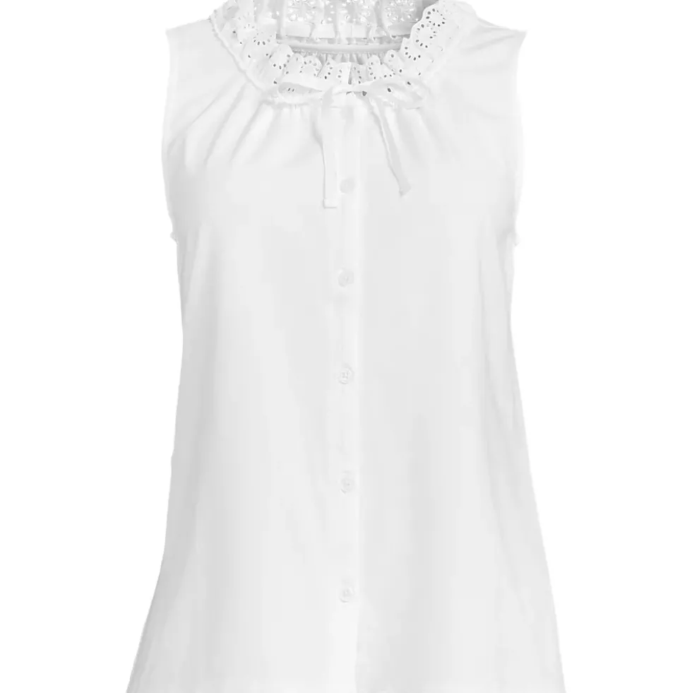Women's Lightweight Jersey Button Front Lace Trim Tank