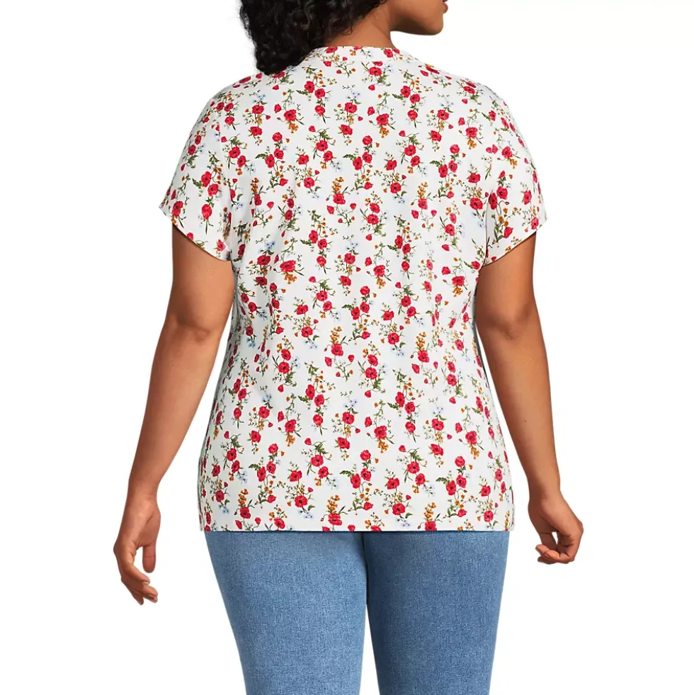 Women's Lightweight Jersey Button Pintuck Top
