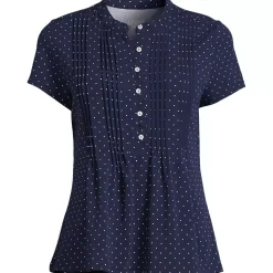 Women's Lightweight Jersey Button Pintuck Top