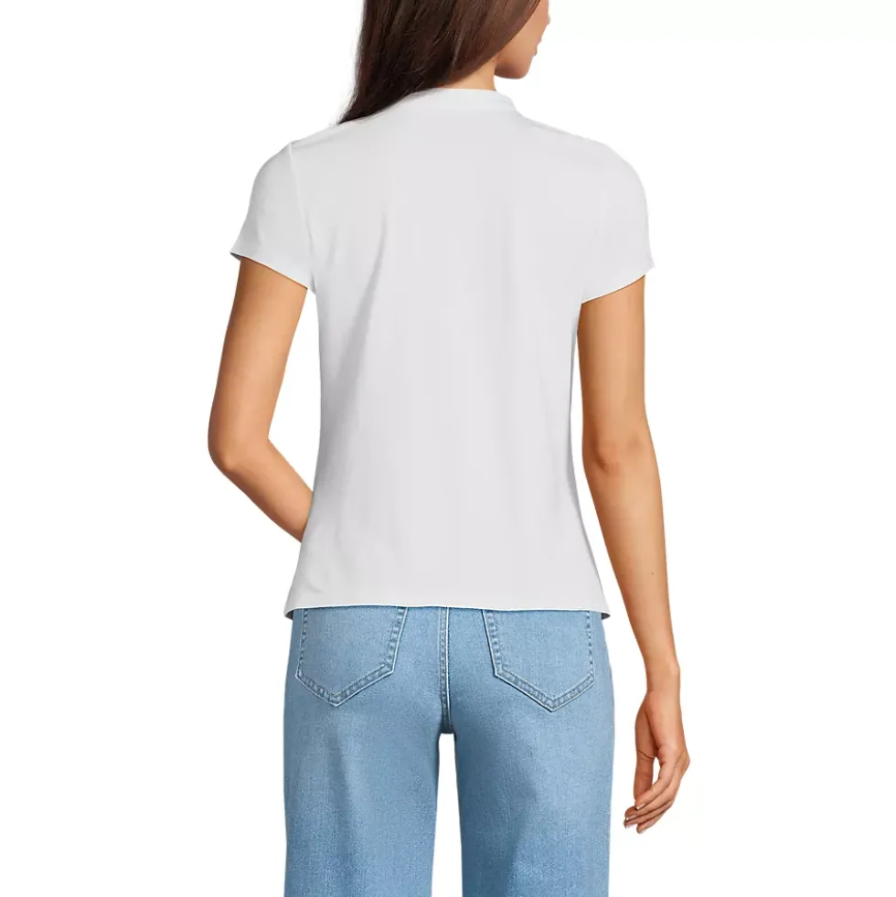 Women's Lightweight Jersey Button Pintuck Top