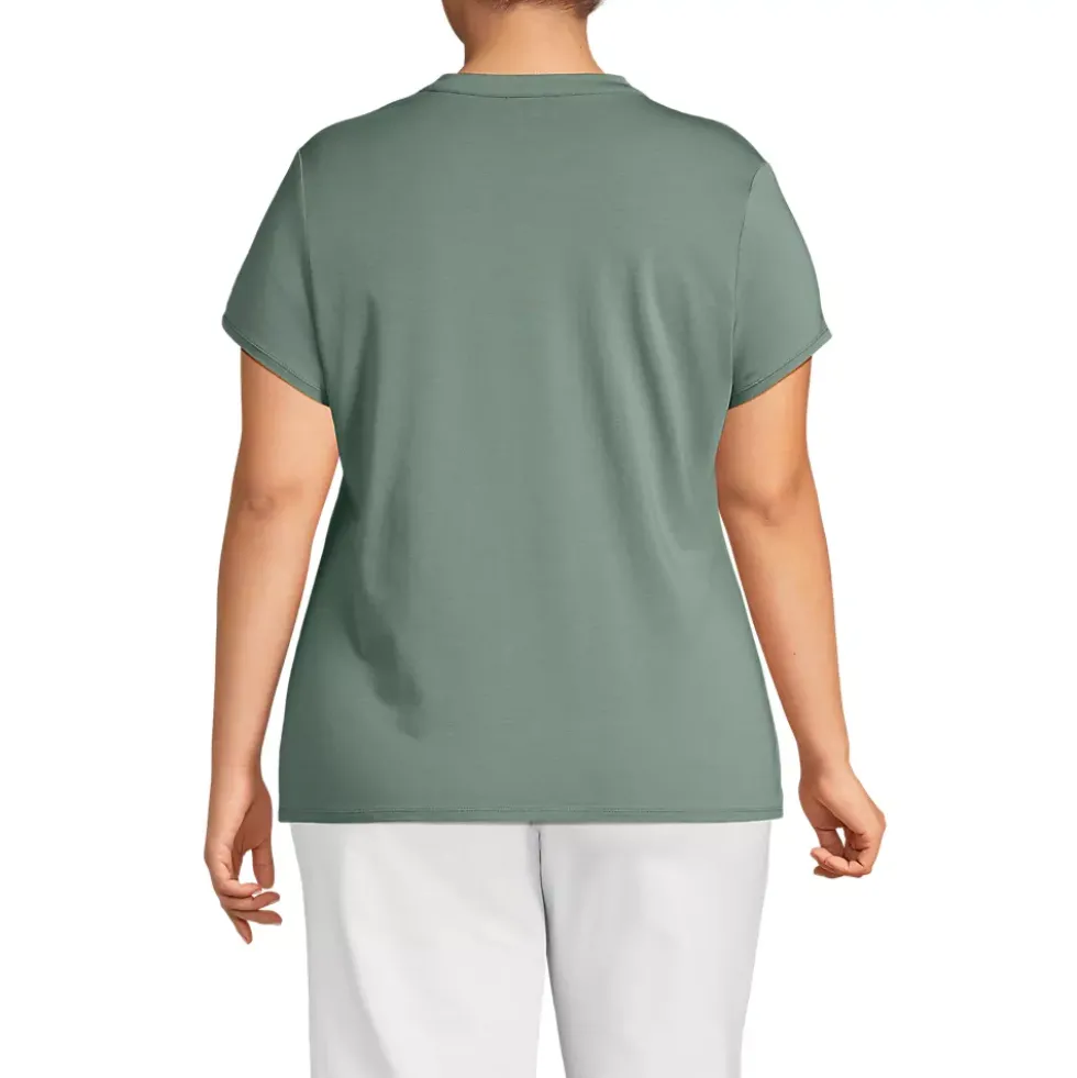 Women's Lightweight Jersey Button Pintuck Top
