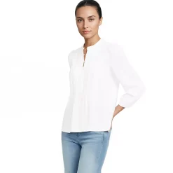 Women's Lightweight Jersey Button Pintuck Top