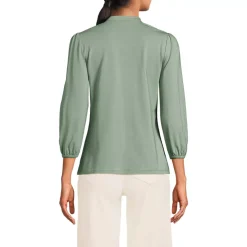 Women's Lightweight Jersey Button Pintuck Top