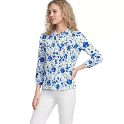 Women's Lightweight Jersey Button Pintuck Top