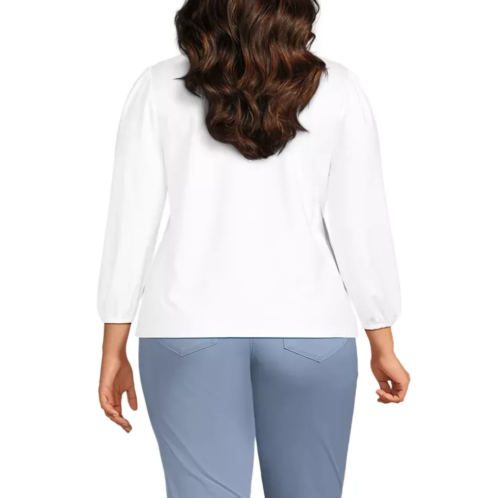 Women's Lightweight Jersey Button Pintuck Top