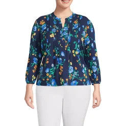 Women's Lightweight Jersey Button Pintuck Top