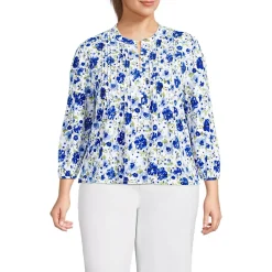 Women's Lightweight Jersey Button Pintuck Top