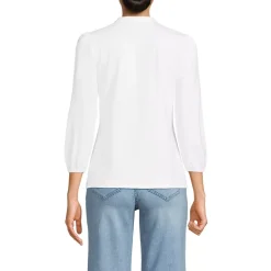 Women's Lightweight Jersey Button Pintuck Top