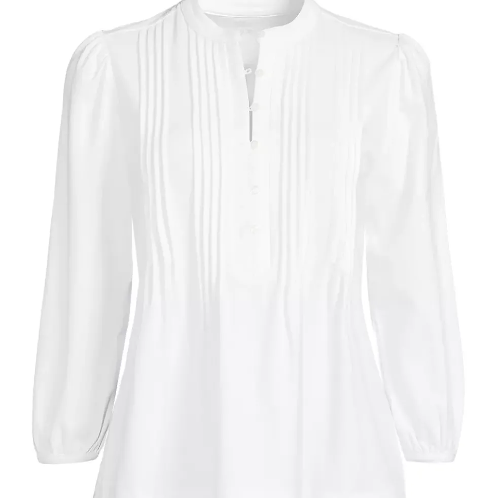 Women's Lightweight Jersey Button Pintuck Top