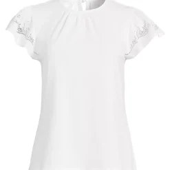Women's Lightweight Jersey Crew Neck Ruffle Sleeve Flowy Top