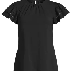 Women's Lightweight Jersey Crew Neck Ruffle Sleeve Flowy Top