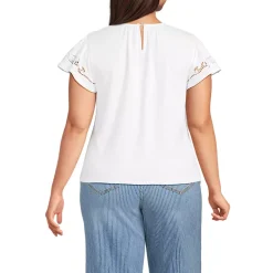 Women's Lightweight Jersey Crew Neck Ruffle Sleeve Flowy Top