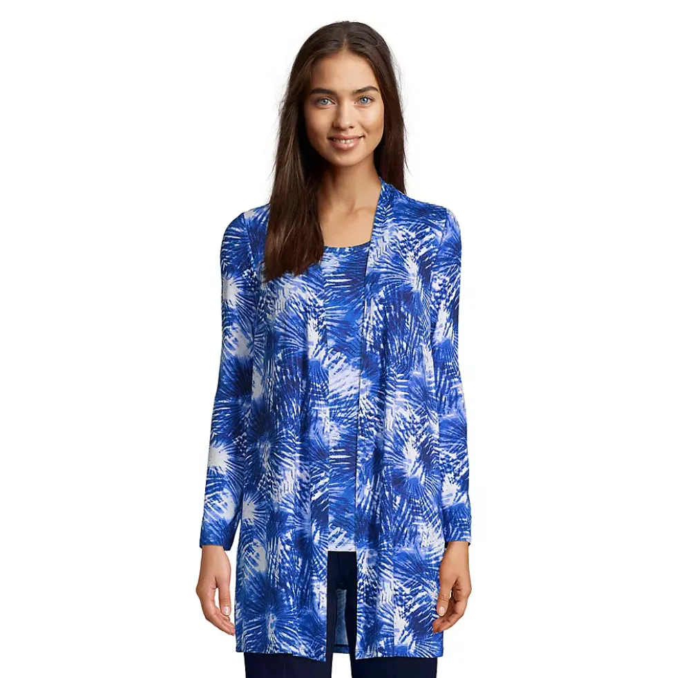 Women's Lightweight Jersey Knit Long Cardigan Print