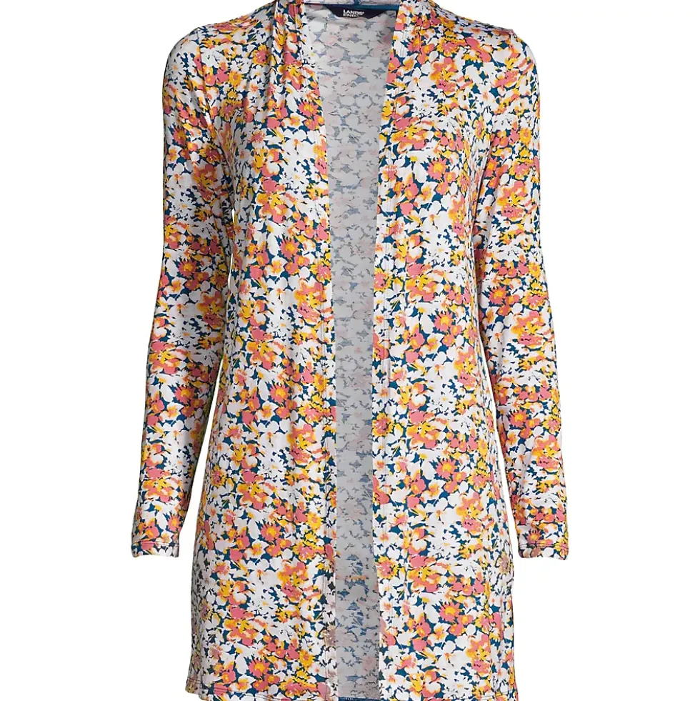 Women's Lightweight Jersey Knit Long Cardigan Print
