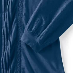 Women's Lightweight Jersey Lace Mix Long Sleeve Pintuck Top