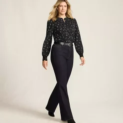 Women's Lightweight Jersey Long Sleeve Button Front Pintuck Top