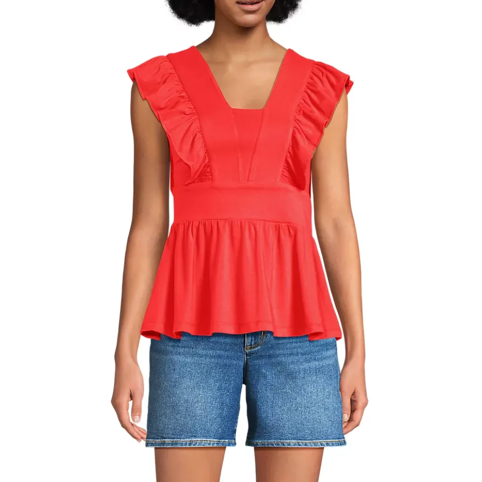Women's Lightweight Jersey Ruffle Peplum Top