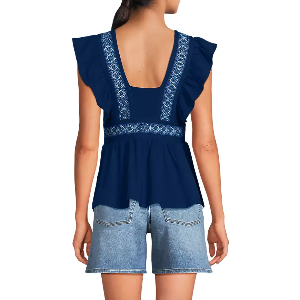 Women's Lightweight Jersey Ruffle Peplum Top