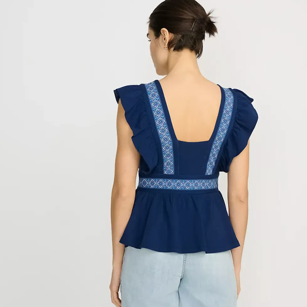 Women's Lightweight Jersey Ruffle Peplum Top