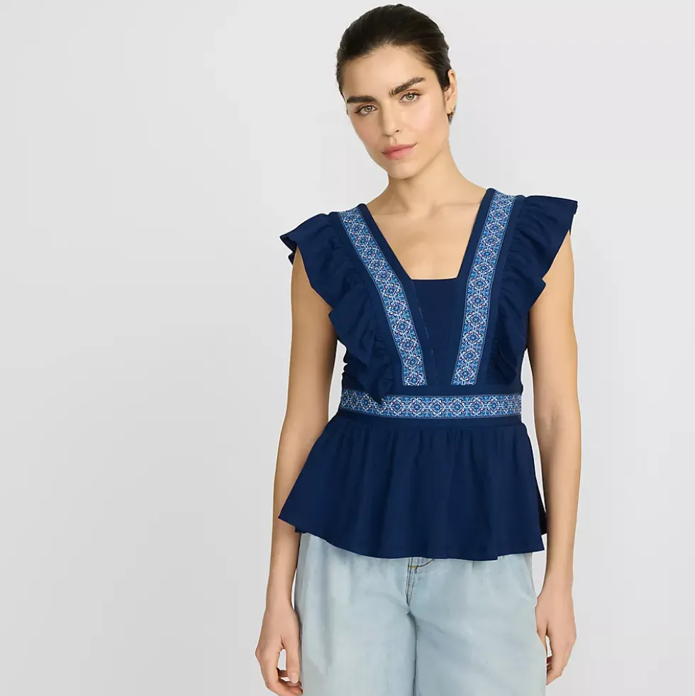 Women's Lightweight Jersey Ruffle Peplum Top