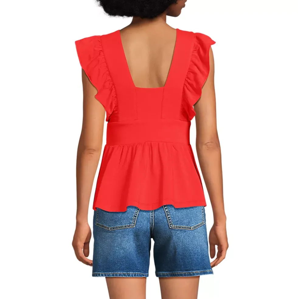Women's Lightweight Jersey Ruffle Peplum Top