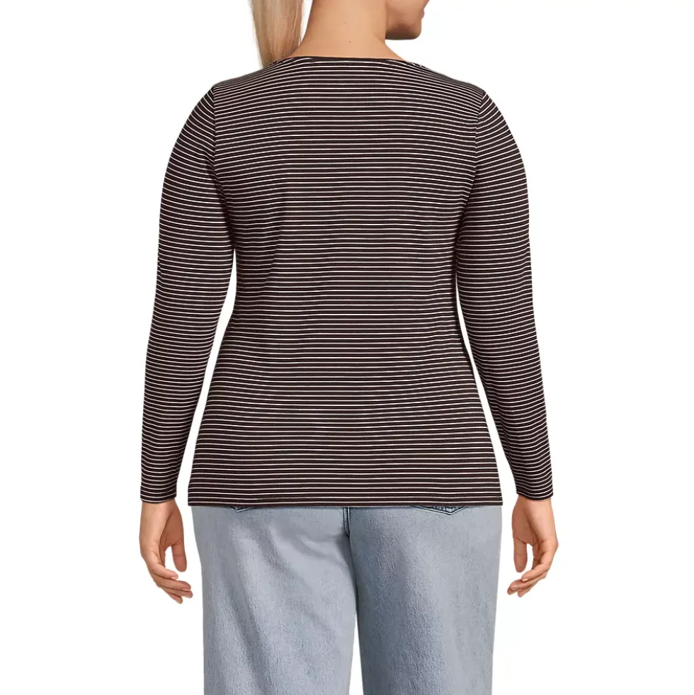Women's Lightweight Jersey Skimming Long Sleeve Scoop Neck T-shirt