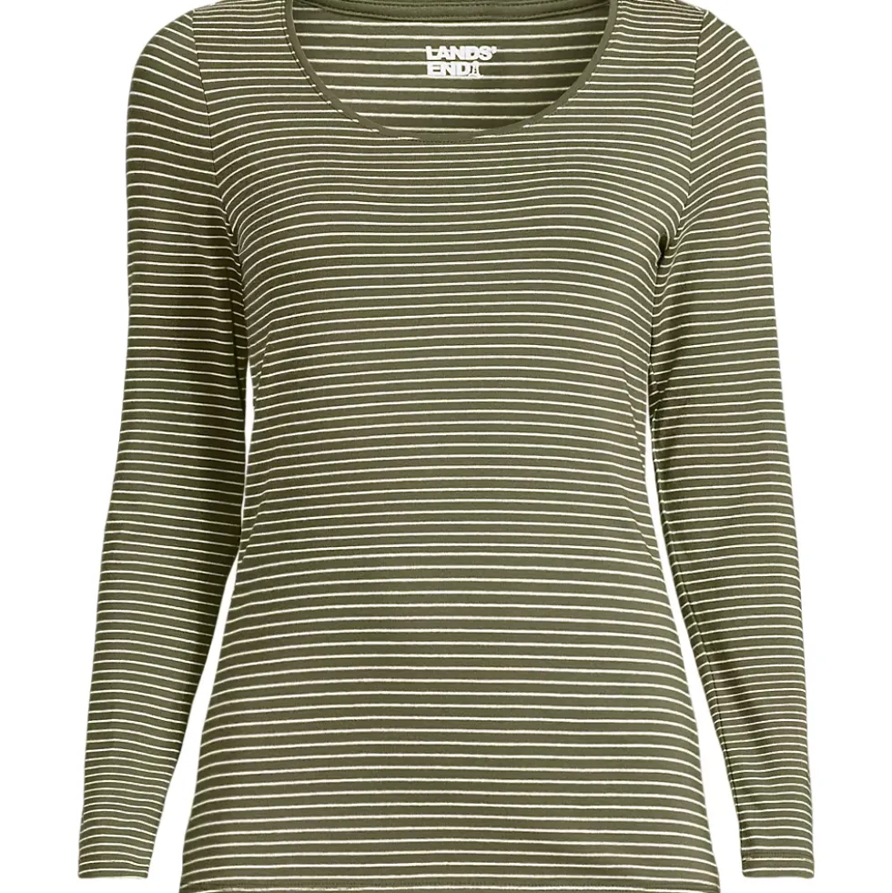 Women's Lightweight Jersey Skimming Long Sleeve Scoop Neck T-shirt