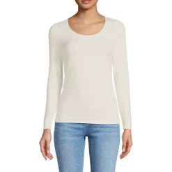 Women's Lightweight Jersey Skimming Long Sleeve Scoop Neck T-shirt
