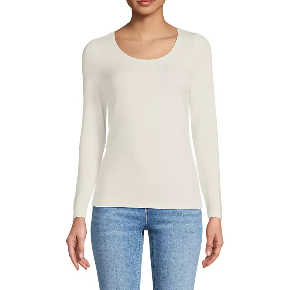 Women's Lightweight Jersey Skimming Long Sleeve Scoop Neck T-shirt
