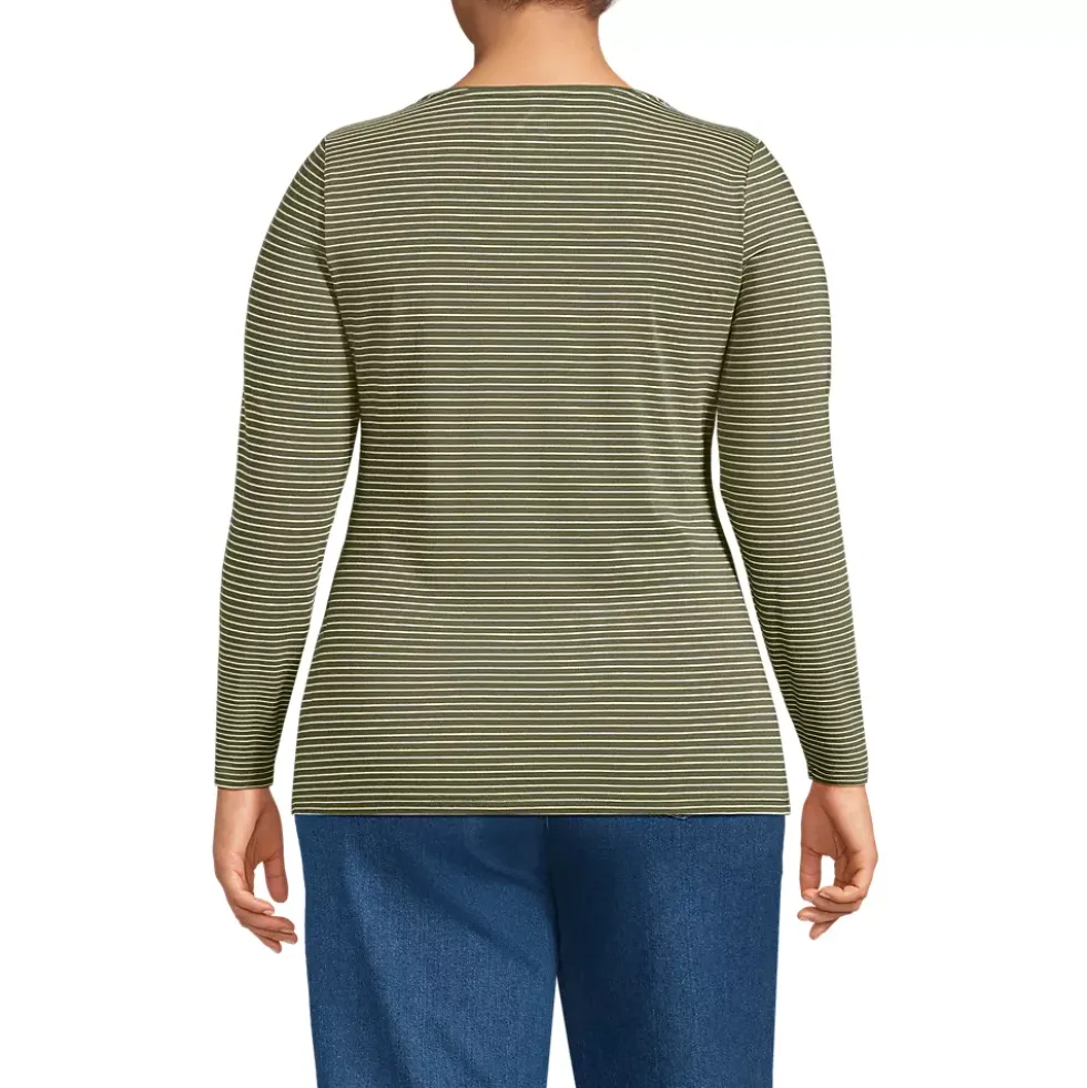 Women's Lightweight Jersey Skimming Long Sleeve Scoop Neck T-shirt