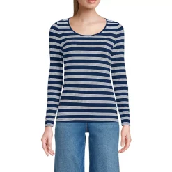 Women's Lightweight Jersey Skimming Long Sleeve Scoop Neck T-shirt