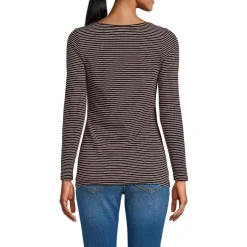 Women's Lightweight Jersey Skimming Long Sleeve Scoop Neck T-shirt