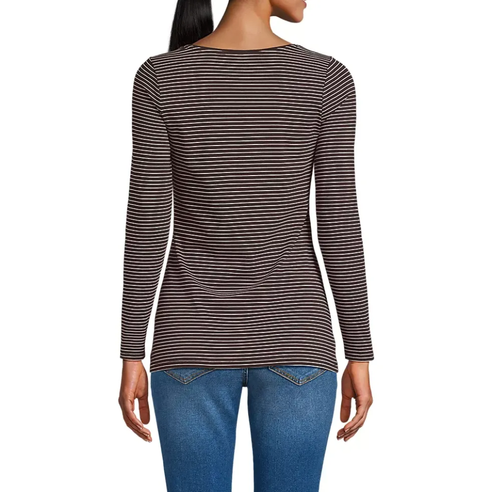 Women's Lightweight Jersey Skimming Long Sleeve Scoop Neck T-shirt