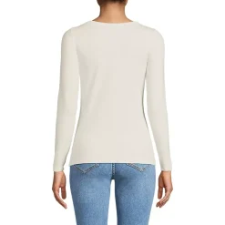 Women's Lightweight Jersey Skimming Long Sleeve Scoop Neck T-shirt