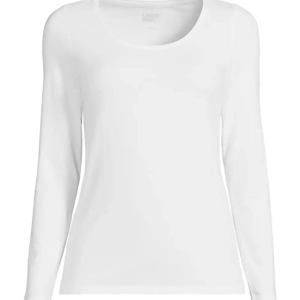 Women's Lightweight Jersey Skimming Long Sleeve Scoop Neck T-shirt