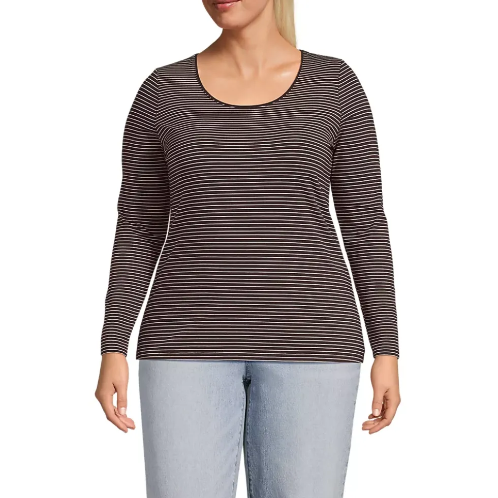 Women's Lightweight Jersey Skimming Long Sleeve Scoop Neck T-shirt