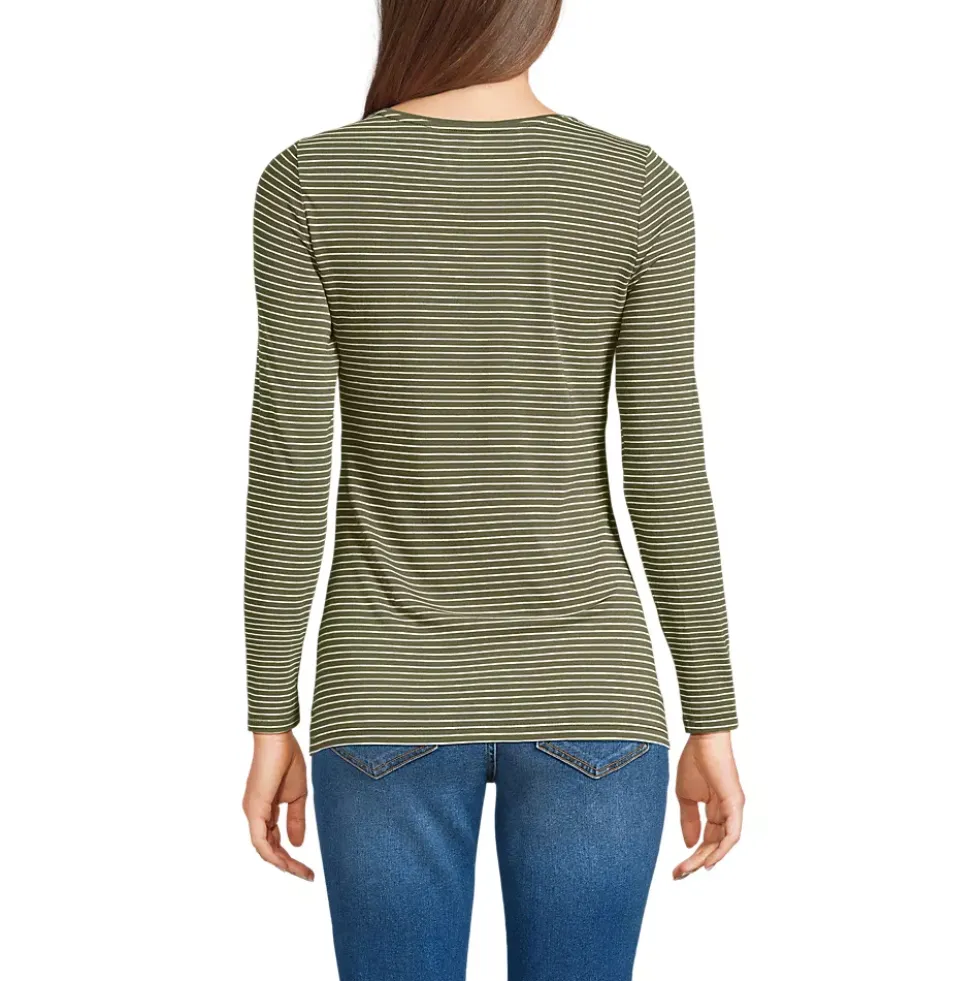 Women's Lightweight Jersey Skimming Long Sleeve Scoop Neck T-shirt