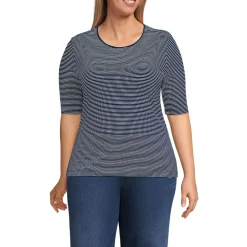 Women's Lightweight Jersey Skimming Elbow Sleeve Crew Neck T-shirt