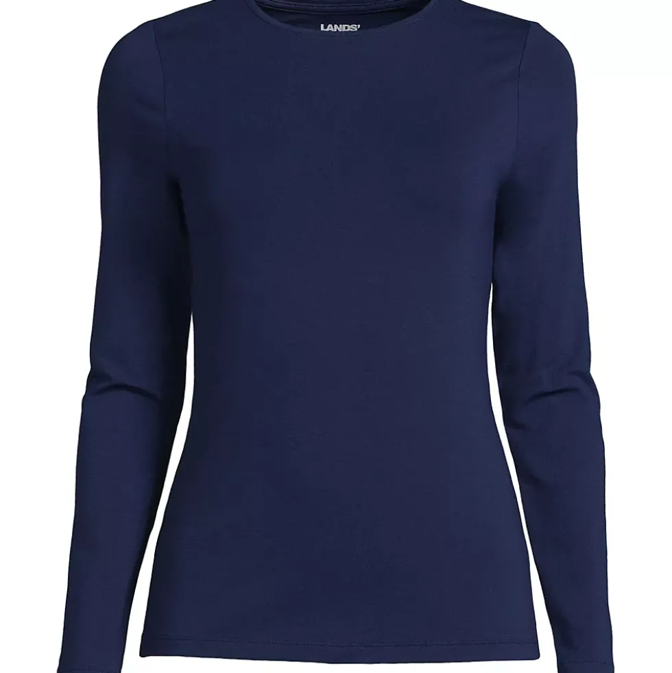 Women's Lightweight Jersey Skimming Long Sleeve Crew Neck T-shirt