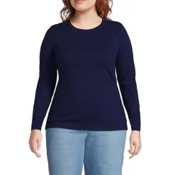 Women's Lightweight Jersey Skimming Long Sleeve Crew Neck T-shirt