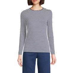 Women's Lightweight Jersey Skimming Long Sleeve Crew Neck T-shirt