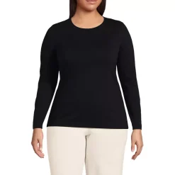 Women's Lightweight Jersey Skimming Long Sleeve Crew Neck T-shirt