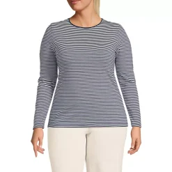Women's Lightweight Jersey Skimming Long Sleeve Crew Neck T-shirt